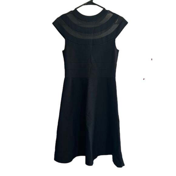 Eliza J Black Mesh Upper Short Sleeve Fit & Flare Classic Dress Women Sz M - Picture 2 of 8